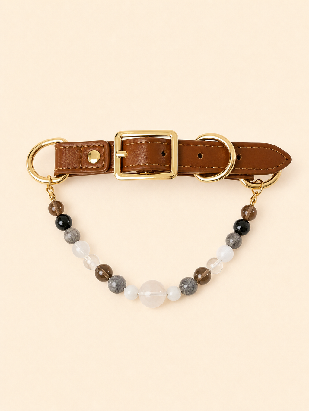 PrismTail Black Obsidian crystal pet collar – natural black healing stone jewelry