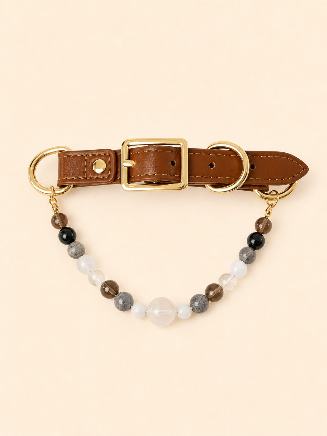 PrismTail Black Obsidian crystal pet collar – natural black healing stone jewelry