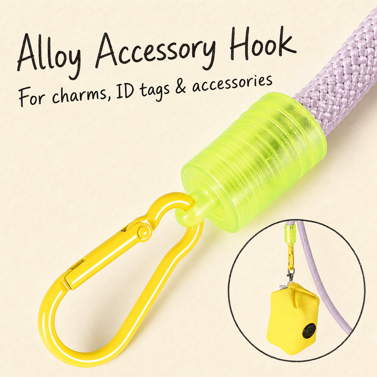 PrismTail Bubble Leash alloy accessory hook — attach ID tags, charms and accessories