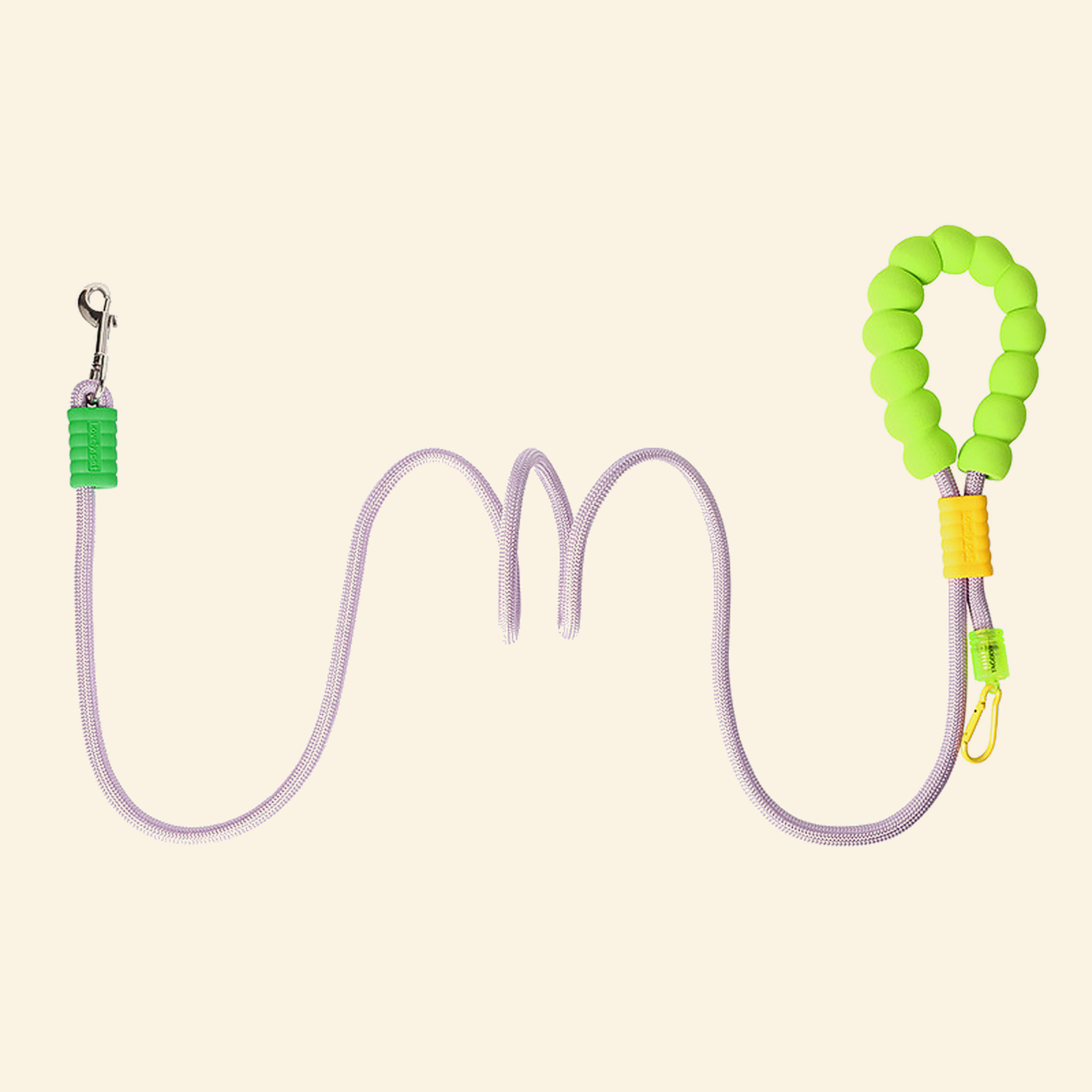 PrismTail Bubble Leash in Haze — lavender nylon rope with foam bubble grip, 3-in-1 dog leash