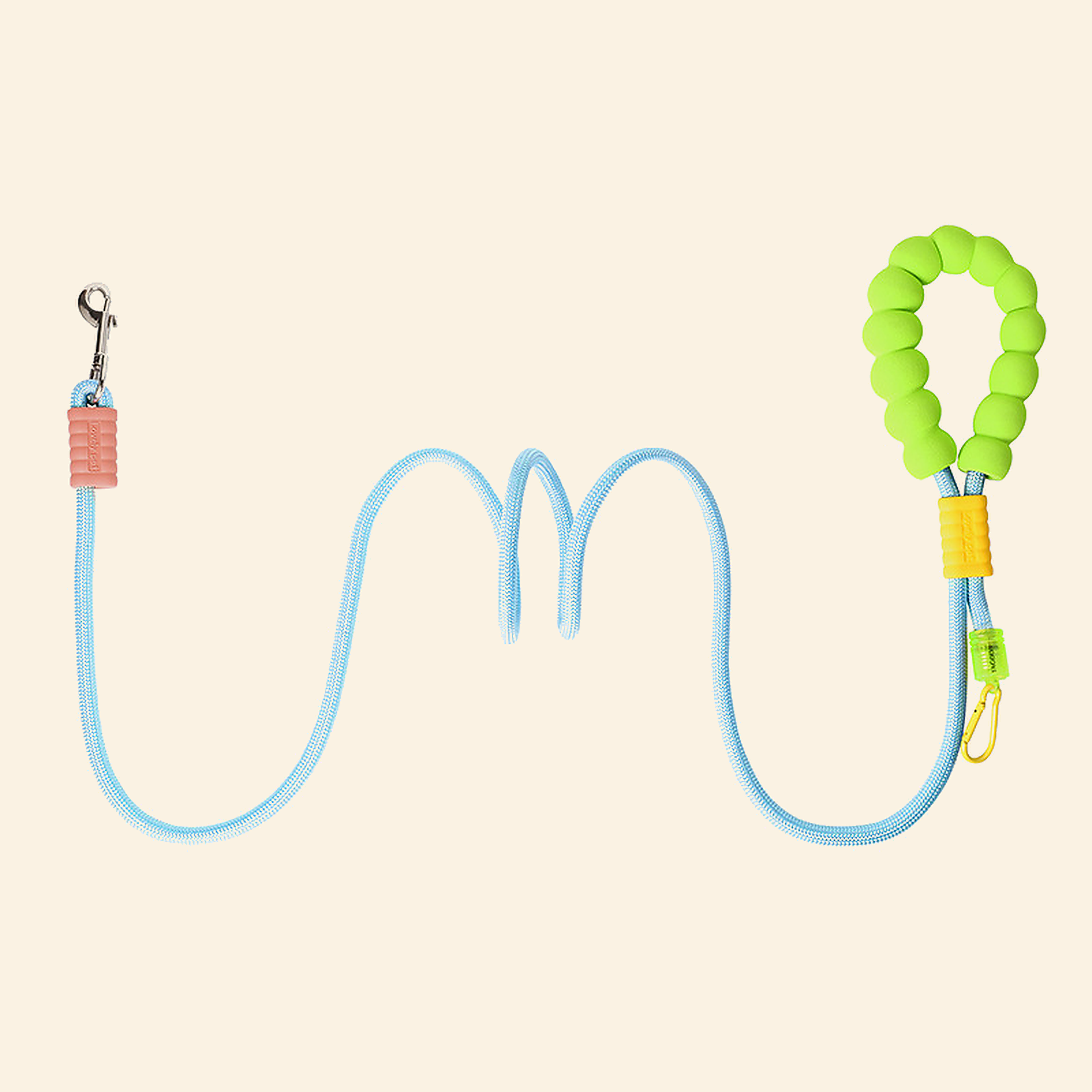 PrismTail Bubble Leash in Sky — blue nylon rope with foam bubble grip, 3-in-1 dog leash