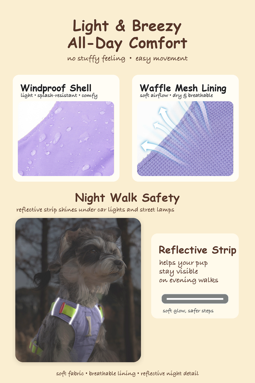 Close-up detail of the color pop dog harness