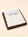 PrismTail Drift Bed Korean-style cloud pet bed in Milky White with brown foam base