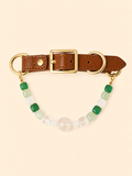PrismTail Green Selenite crystal pet collar – natural green healing stone jewelry