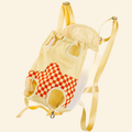 Butter yellow checkerboard pet carrier backpack, front view