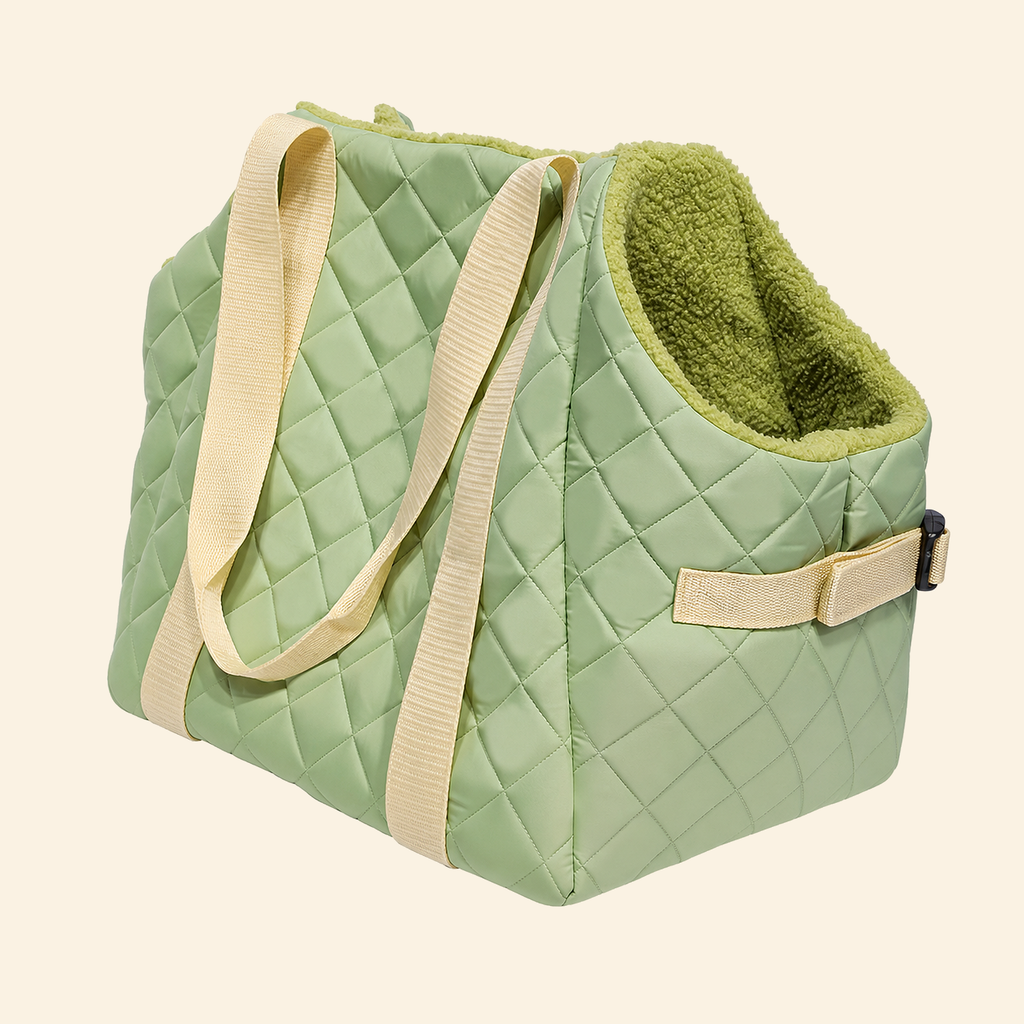 Matcha green quilted pet carrier bag