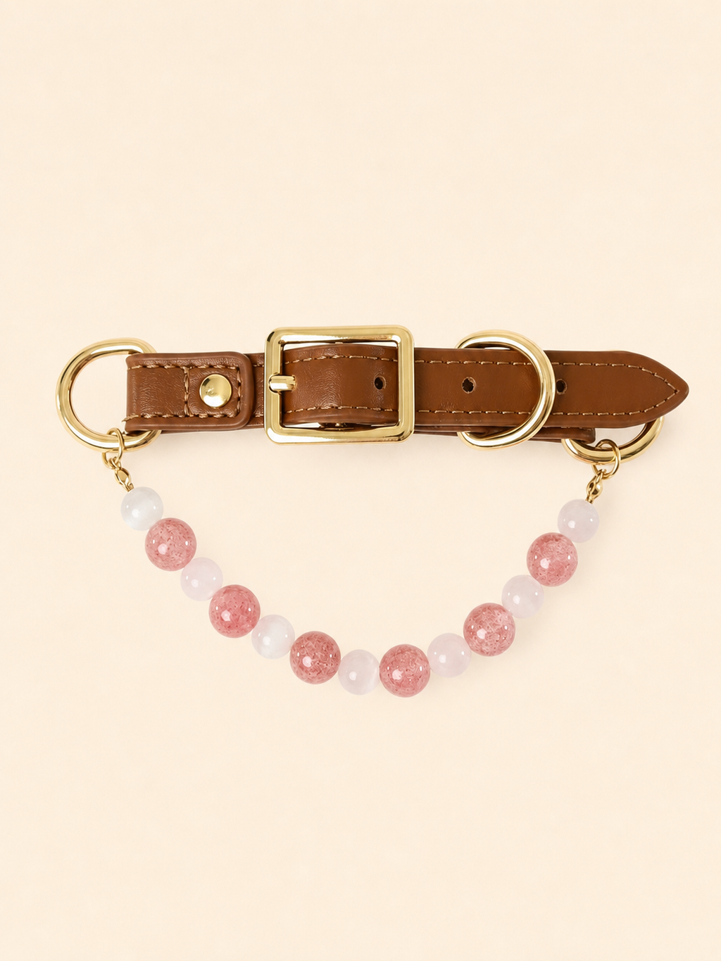 PrismTail Rose Quartz crystal pet collar – natural pink healing stone jewelry